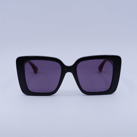Gucci GG1861S 004 Sunglasses Shiny Black Square Frame, Dark Violet Lenses main image 7